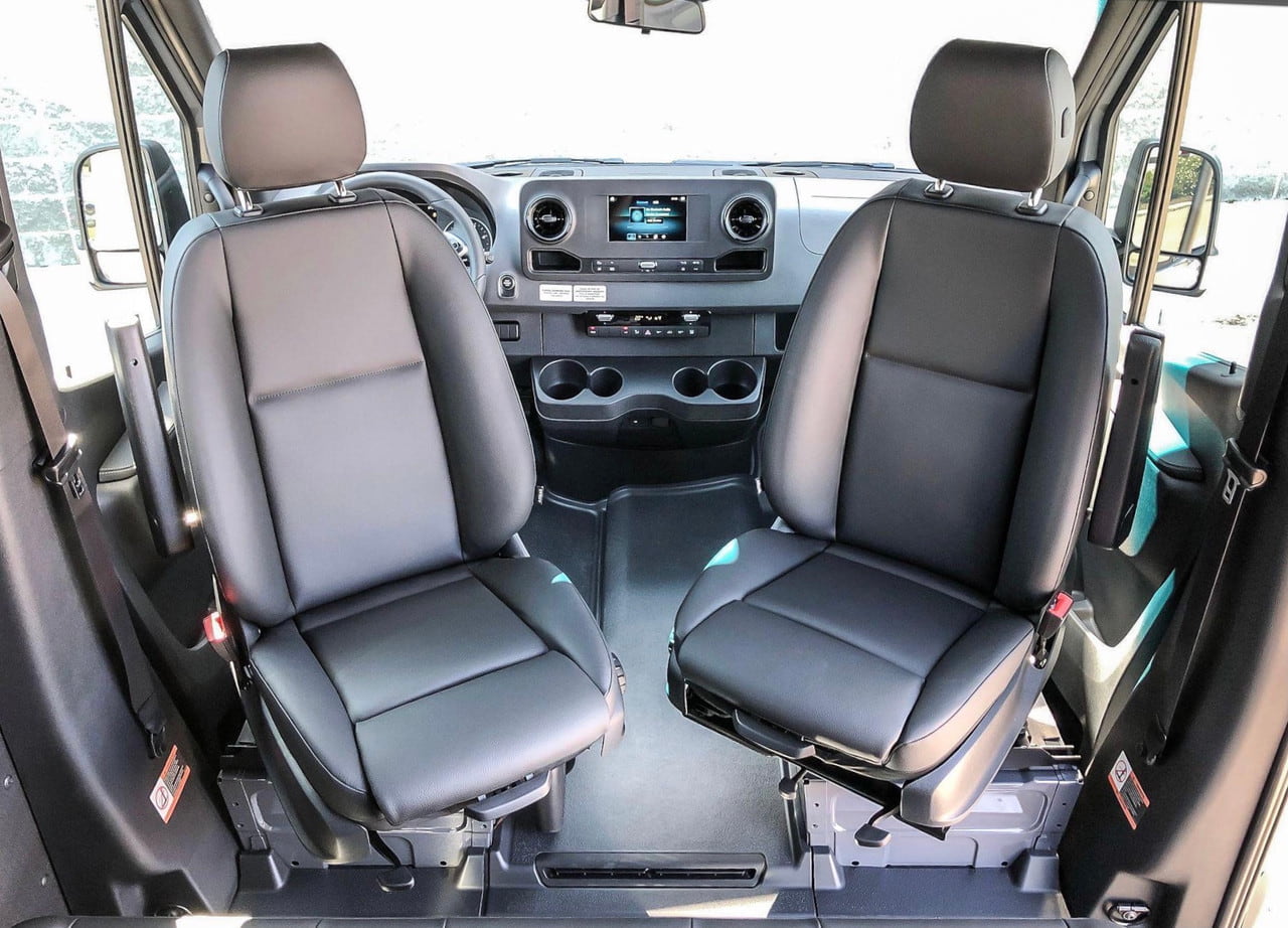 What is the process to install a swivel seat in a van?