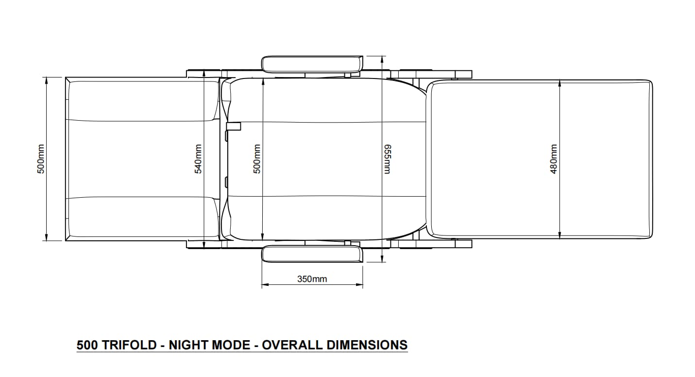 500 TRIFOLD NIGHT MODE OVERALL DIMENSIONS