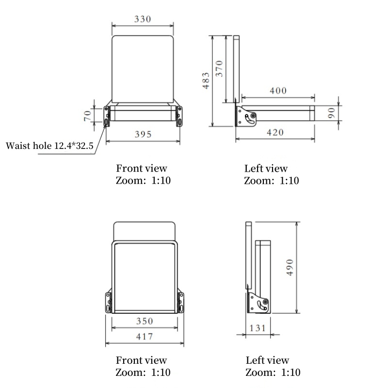 Tourist bus seat size