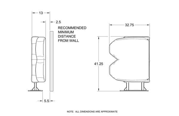 Foldaway Bench Seat  Size