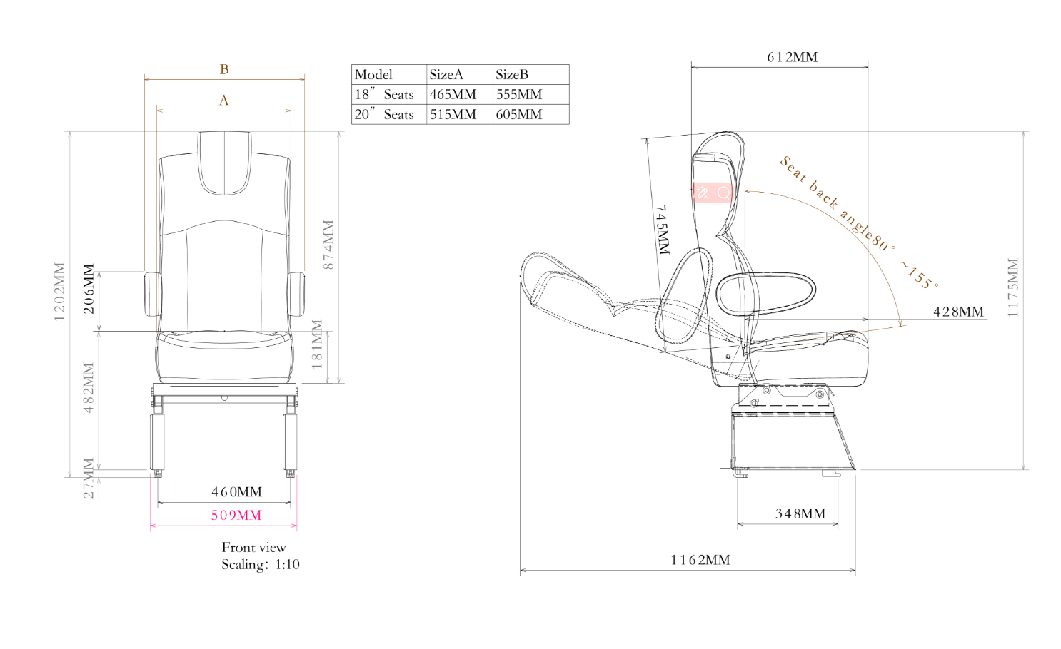 Adjustable black sprinter van seat Size Adjustable black sprinter van seat Size